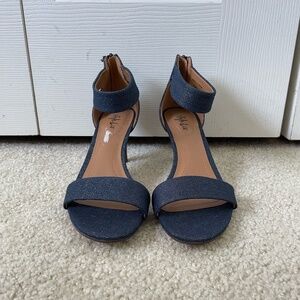 Style & Co Strap Heels, Navy Blue with Brown Heels